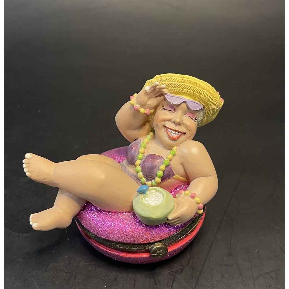 Katherine's Collection Lady Vacation Beach Pool Hinged Trinket Box 2002 See PICS